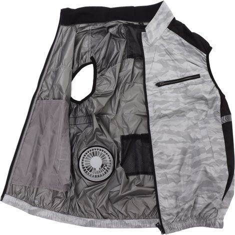 Gilet ventilé rafraîchissant évaporatif portable pour la pêche, la randonnée et le chantier, camouflage argenté, taille XL (pour 185 cm de hauteur) (1/5)