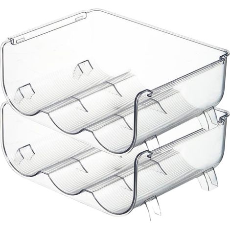 Organisateur de Stockage de Bouteille d'eau 2 Pack Pack de Cuisine empilable de Cuisine et d'organisation Porte-Bouteille en Plastique Porte-Bouteille pour Armoire, 3 Bouteilles