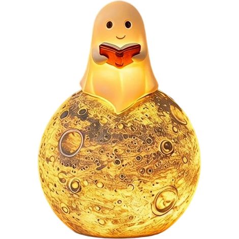 CCYKXAHalloween Ghost Light Cute Warm LED Resin Lamp,Decorative Lighted Ghost Statue for Seasonal Display,Battery Powered Tabletop Accent Decor (1/5)