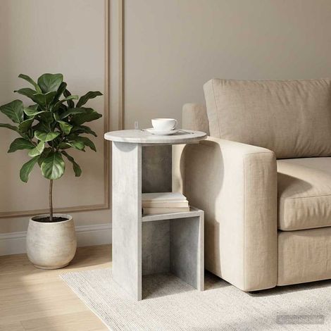 Mesa lateral Gris Hormigón Ø 39,5 x 55 cm Madera de Ingeniería
