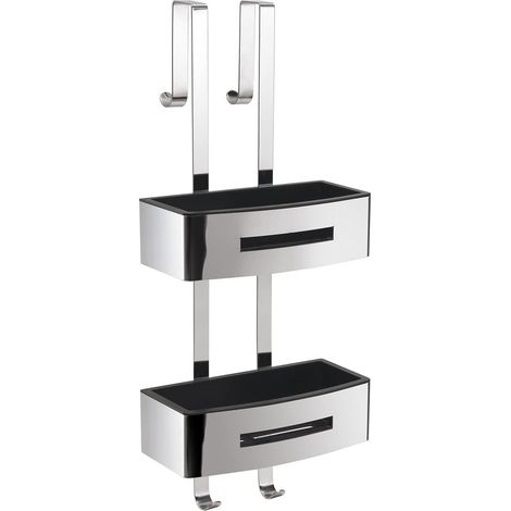 Sourcing Poseidon Cesta de Ducha Negra y Cromo
