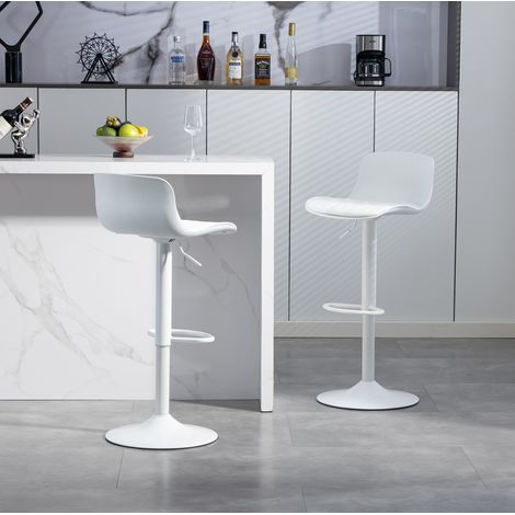 Tabouret de bar pivotant réglable, lot de 2, blanc HAVRYA (1/5)