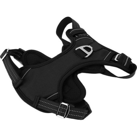 Dog Sport Harness - Reflective, Adjustable and Breathable Chest - With Control Handle - Size S - Black (1/5)