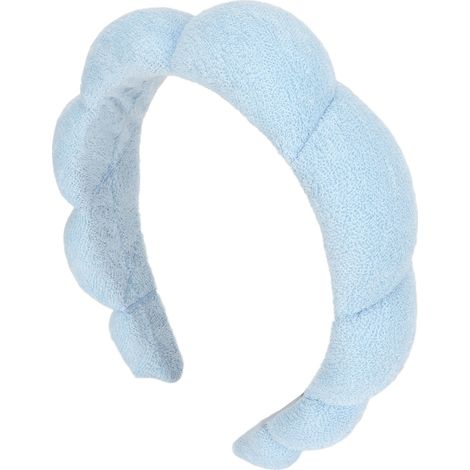 Bandeau éponge absorbant et élastique antidérapant, mignon et rembourré, idéal pour le spa, le maquillage et le lavage du visage (bleu). (1/5)