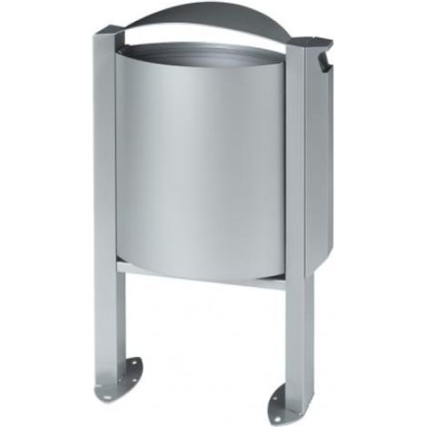 Corbeille sur pied / cendrier Arkea - 40l/3l - gris métal - RAL 9006 (1/3)