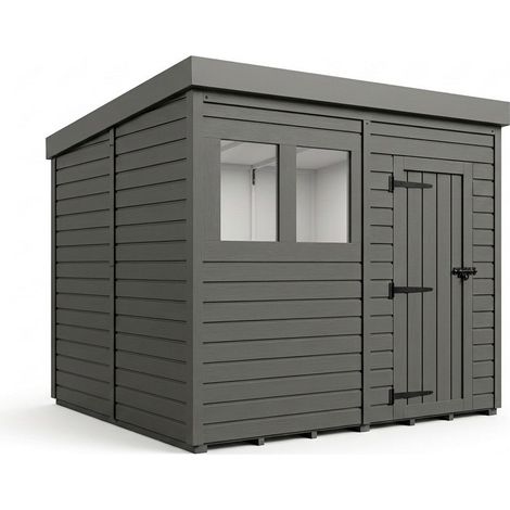 8ft x 9ft Composite Pent Garden Shed Single Door With Windows - Composite - L244 x W274 x H210 cm - Grey