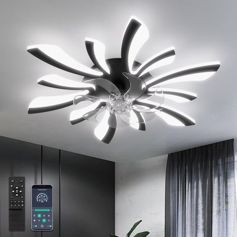 78cm Ventilateur de Plafond avec Lumière et Télécommande Grand Luminaire Ventilateur Plafond Dimmable 6 Vitesses