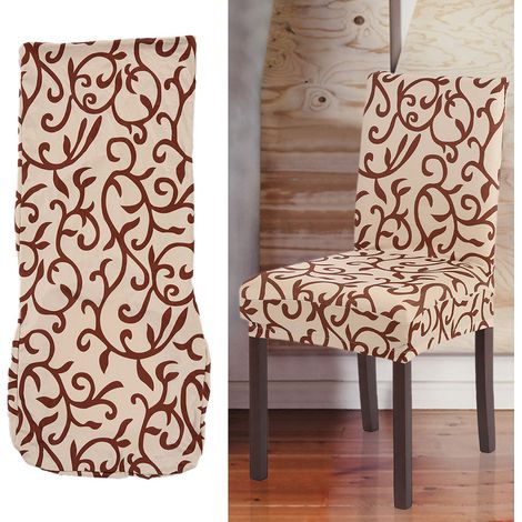 Lot de 4 housses de chaise courtes extensibles, amovibles et lavables, en soie douce et élasthanne imprimée, pour mariages, fêtes, hôtels, salles à manger et cérémonies. Couleur champagne.