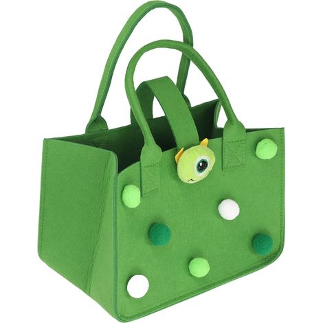 Sac cadeau en feutre vert, grande capacité et compartiments, idéal pour les bébés et les jeunes enfants. (1/5)