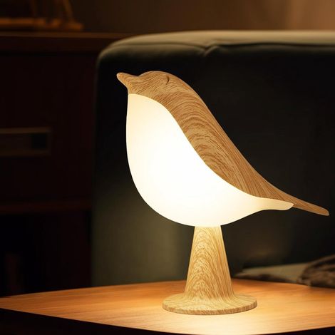 Petite lampe de bureau - lampe oiseau avec 3 températures de couleur et capteur tactile - lampe enfant sans fil avec batterie rechargeable - pour chambre, table de chevet, lampe décorative pour voitur (1/5)