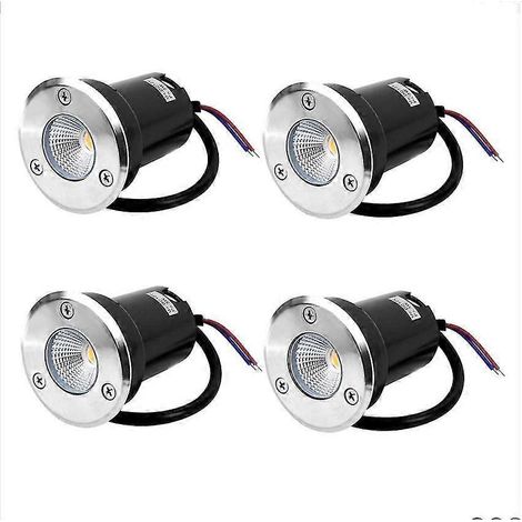 Spot encastré au sol à 4 LED, 5 W, pour extérieur, résistant à la rouille, supporte une charge jusqu'à 800 kg, 12-24 V CC, rond. (1/5)