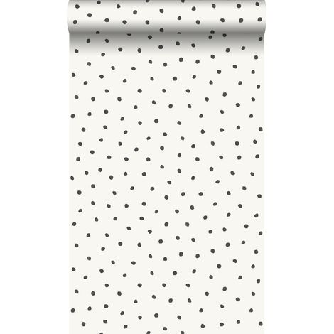 papier peint à motif de points blanc brillant et noir  - Origin Wallcoverings