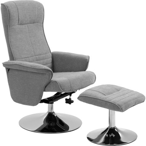 Relaxsessel Hocker Drehbar Fernsehsessel Liegefunktion Tv-Sessel Bis 150Kg Liegesessel Samt Grau
