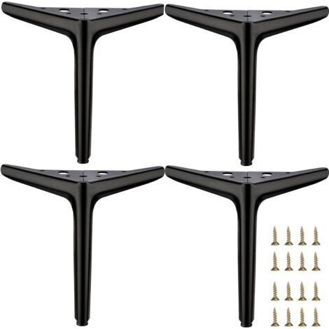 Set of 4 7 Inch Matte Black Metal Furniture Legs, Modern Style Furniture Legs, Replacement for TV Stands, Sofas, Chairs, Cabinets (1/4)