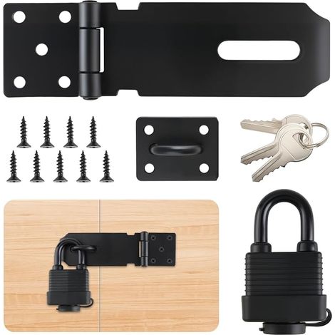 Cadenas de porte en acier inoxydable avec vis, verrou et serrure de portail jardin - résistant aux intempéries pour verrouillage intérieur/extérieur, armoire, cave (1/5)