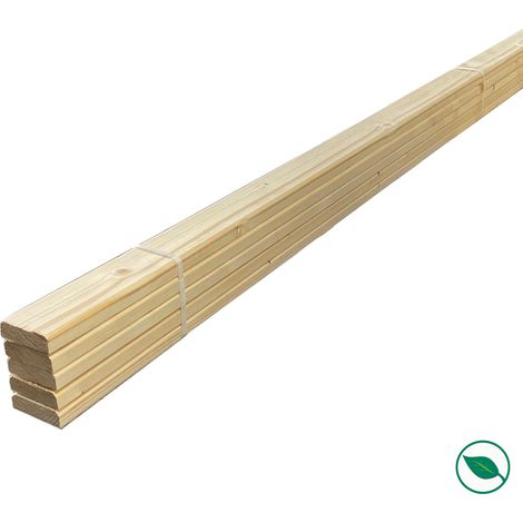 Forestea – Lot de 5 lames rabotées sapin 2400 x 70 x 22 mm – Label PEFC 70% – Pour construction de volets et portes en bois