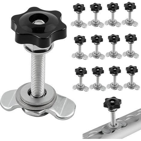 12 Pièces Connecteurs à Vis, M8 X 60mm Ferrures de Rechange Rail D'arrimage, Acier Galvanisé Ferrure D'extrémité Simples, 500 daN Fileté Accessoires de Fixation pour Rail en L (1/5)