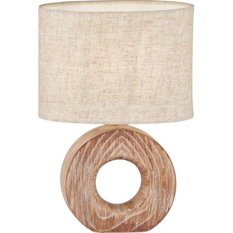 Lampe de table lampe d'appoint lampe de chevet lampe de table beige céramique couleur bois (1/4)