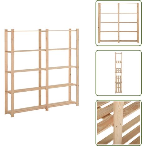 Étagère de stockage 5 niveaux 170x28,5x170cm Bois de pin massif - Meuble De Rangement - Étagère Industrielle - Rangement Intérieur - Étagère Bois - Meuble Atelier