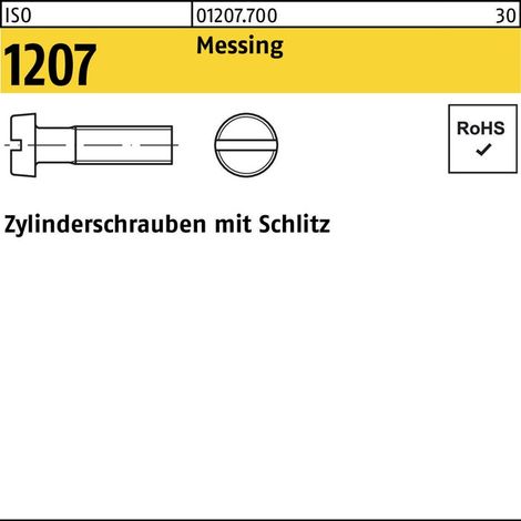 Zylinderschraube ISO 1207 m.Schlitz M 2,5 x 4Messing 200 Stück (1/2)