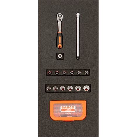 BAHCO - module Fit&Go 1/3, douilles 1/4" & jeu d'embouts - 46 Pcs emballage individuel