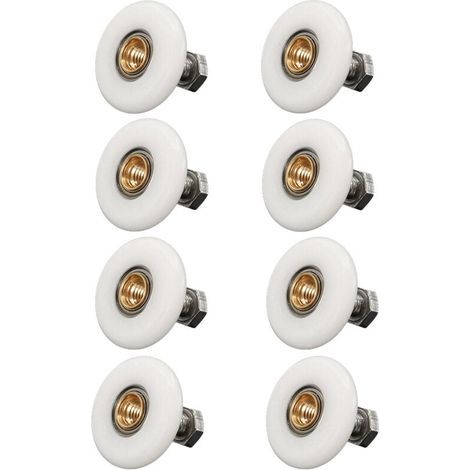Set di 8 rotelle per porta doccia, 19 mm – Nylon e acciaio inossidabile di alta qualità – Con viti – Compatibili con box doccia (1/5)