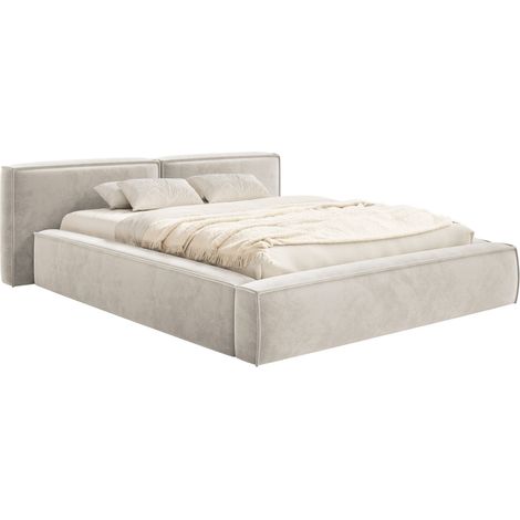 Selsey Tilves Low – Polsterbett 140x200 mit Bettkasten und Lattenrost, Velours, greige