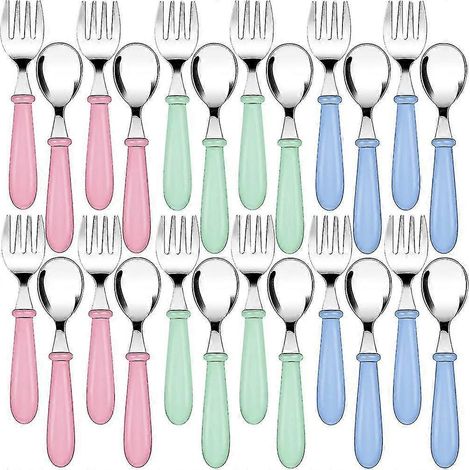Ensemble de 24 couverts pour tout-petits (fourchettes et cuillères), couverts en acier inoxydable (1/5)