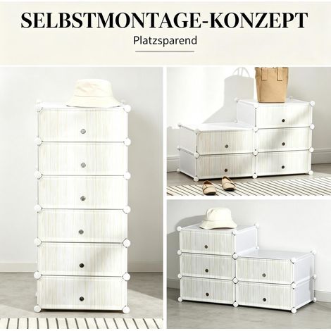 Scarpiera modulare 49x36,5x108 cm in PP e acciaio bianco, salvaspazio ingresso – MEUBLIV (1/5)