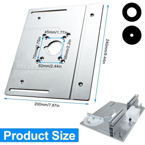 Tavolo per fresatrice con piastra in alluminio, tavolo per fresatura a inserti con staffa di torsione angolata, fresatrice con piastra, accessorio per fresatrice per legno per fresatura, scanalatura e (1/4)