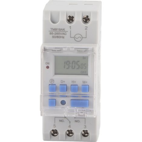 Minuterie hebdomadaire 12/24 h, 16 A, 85-265 V CA, avec écran LCD et interrupteur marche/arrêt, relais programmable (1/5)