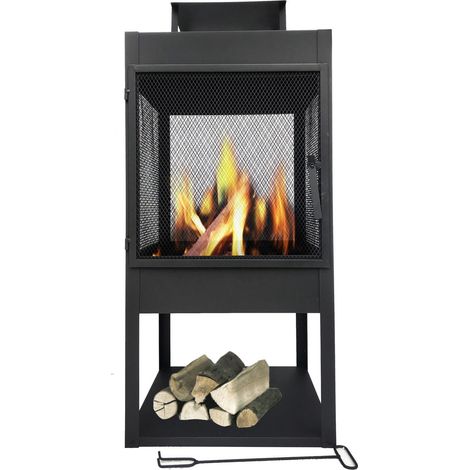 MaxxGarden Artemis, Fogón, estufa decorativa de exterior, brasero, chimenea de jardín/terraza en acero con recubrimiento de polvo negro, Ø45 x 100cm + cobertura gratuita
