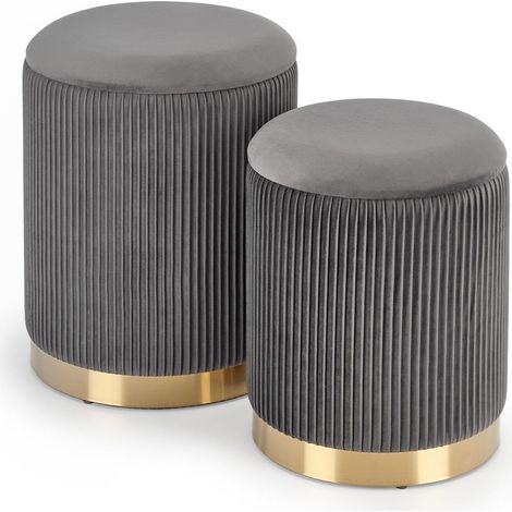 Conjunto de pufs Houston 1153, Gris, 36x0x0cm, Diámetro: 44, Tapiz, 0, Caja de almacenamiento