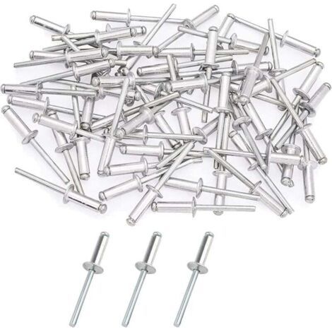 Lot de 50 rivets aveugles en alliage d'aluminium de qualité industrielle pour différentes pièces métalliques