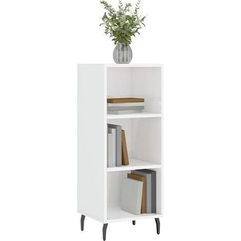Buffet de Cuisine Blanc Brillant, Meuble Rangement Haut en Bois d'Ingénierie 34,5x32,5x90 cm pour Salle à Manger et Entrée (1/5)