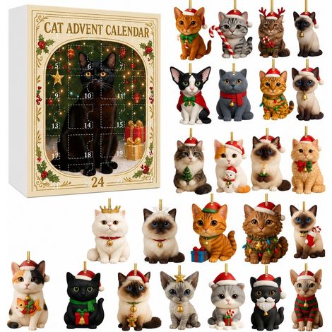 Adventskalender 2026 für Katzenliebhaber, 2D-Acryl-Anhänger, 24 Accessoires - O (GJ507-015) (1/3)