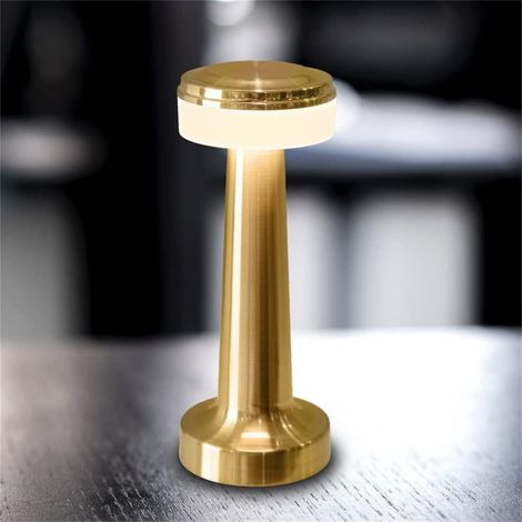Lampe de chevet LED portable, lampe de table sans fil dorée avec 3 changements de couleur, gradation en continu (1/5)