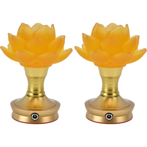 Lot de 2 lampes LED bouddhistes à 3 couleurs réglables, lampe Bouddha à brancher, lampe fleur pour la maison, matériel bouddhiste, prise UE 100-240 V (1/5)