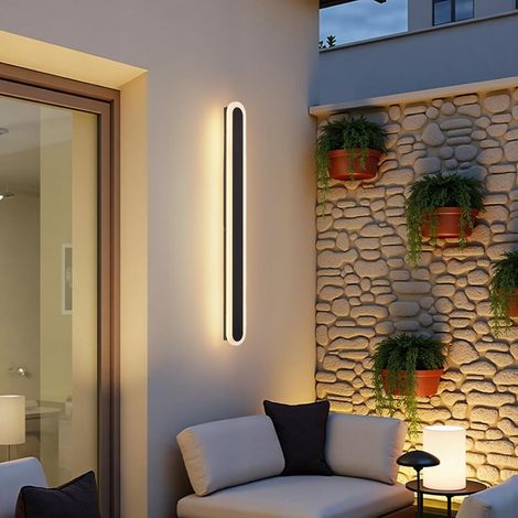 Applique murale d'extérieur LED en et acrylique étanche IP67 3 000 K câblée pour jardin cour villa porche couloir garage 60 cm Aluminium (1/5)