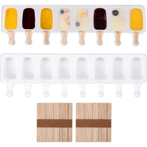 2er Set Silikon Eisformen mit 100 Holzstäbchen, BPA Frei (1/5)