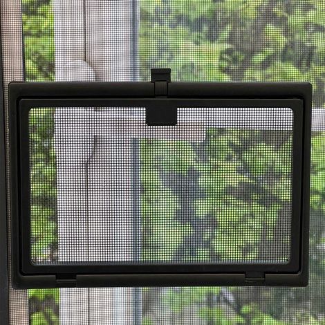Petite fenêtre pour fenêtre moustiquaire, petite fenêtre pour poignée de fenêtre ouvrant vers l'extérieur, 20 x 16,5 cm, gris