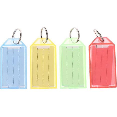 Porte-clés en plastique, lot de 50 pièces, pour identifier des objets : aliments, jouets, livres, journaux intimes, etc. (1/4)