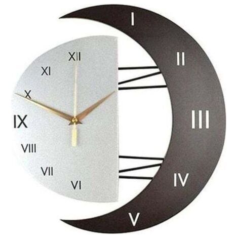 Horloge murale moderne Design moderne Horloge murale Creative Moon Frame Horloge de cuisine Horloge murale pour la maison (33cm) (1/4)