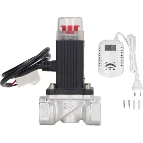 Contrôleur de vanne à gaz avec alarme et arrêt automatique, détecteur de fuite, valve solénoïde AC 90‑240V prise UE (1/5)