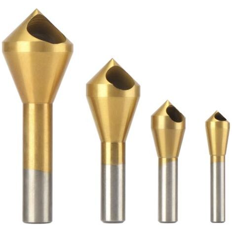 4 Pièces Fraise à Ébavurer Chanfreiner Fraise à Noyer 90°HSS Couteau à Chanfreiner en Titane Foret à Fraiser Metaux Chanfreiner Outil de Vis Convient pour Couper en Métal Bois et Plastique