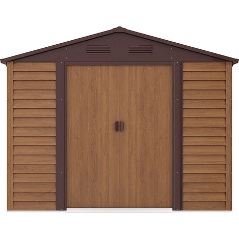 Vente-Unique – Abri de jardin métal galvanisé 6,62 m² – Porte double coulissante – Toit double pente – Grille d'aération pour limiter condensation (1/5)