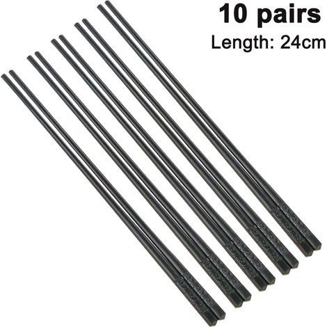 Ensemble de 10 paires de baguettes réutilisables en fibre de verre, compatibles lave-vaisselle, 24 cm, pour sushis, nouilles et cuisine asiatique. (1/4)