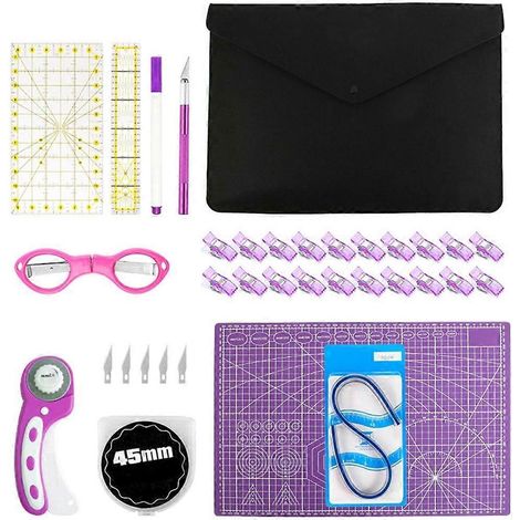 Kit de découpe de tissu avec tapis de découpe et cutter rotatif de 45 mm pour scrapbooking DIY