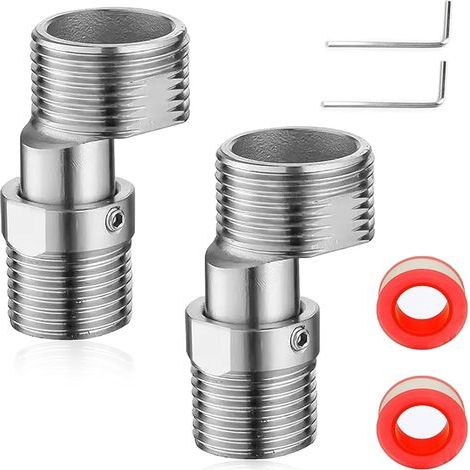 2 Pièces S Raccord En Acier Inoxydable 360 Degree Rotating Pipe Fitting Avec 2 Clés Allen Et 2 Sangles Pour Matières Premières For Wall Mounted Faucet (1/4)