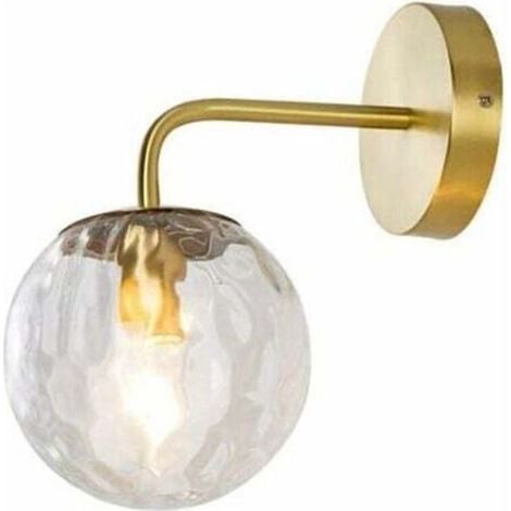 Applique murale pour salon et entrée Lampe moderne en verre avec abat-jour boule en métal et laiton, applique murale simple pour salon, chambre, couloir, restaurant, café, éclairage décoratif (1/5)